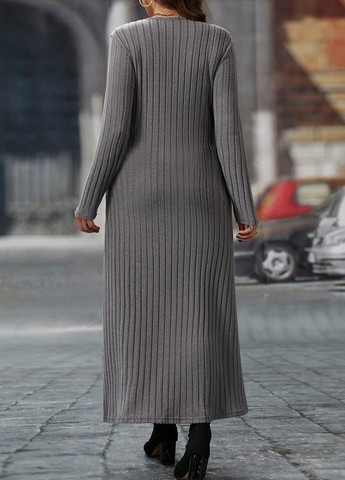 Сіра кежуал сукня а-силует, сукня светр SHEIN однотонна