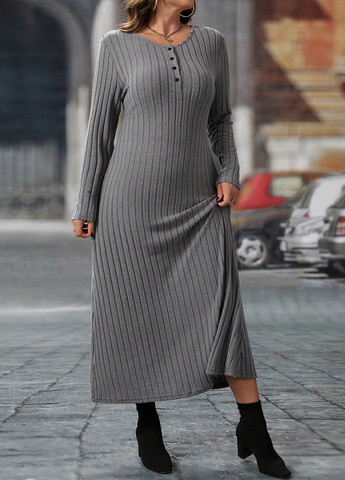 Сіра кежуал сукня а-силует, сукня светр SHEIN однотонна