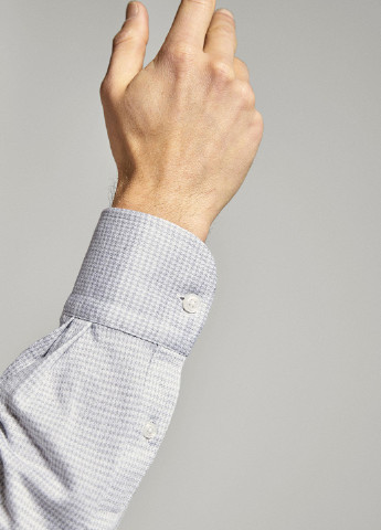 Серая кэжуал рубашка Massimo Dutti с длинным рукавом