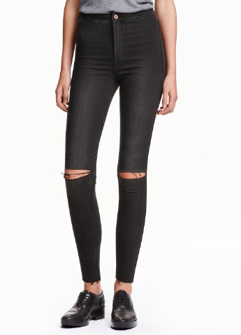 Темно-серые демисезонные укороченные, скинни джинсы H&M