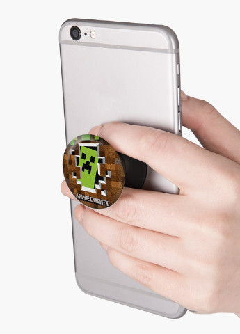 Попсокет (Popsockets) тримач для смартфону Майнкрафт (Minecraft) (8754-1709) Чорний MobiPrint (216836505)