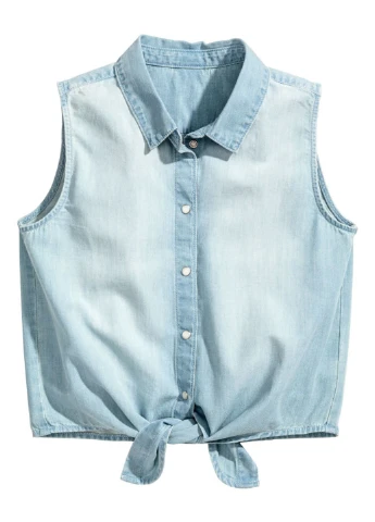 Голубая однотонная блузка H&M летняя