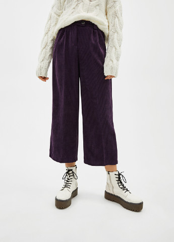 Фиолетовые кэжуал демисезонные кюлоты брюки Bershka