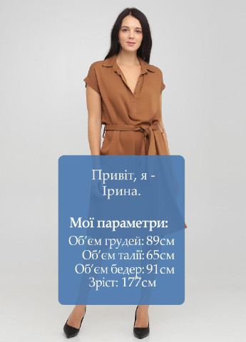 Світло-коричнева кежуал сукня сорочка PDK однотонна