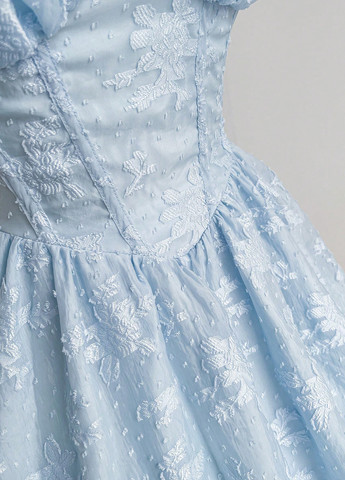 Голубое кэжуал платье бандо SHEIN с цветочным принтом