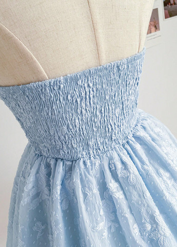 Голубое кэжуал платье бандо SHEIN с цветочным принтом