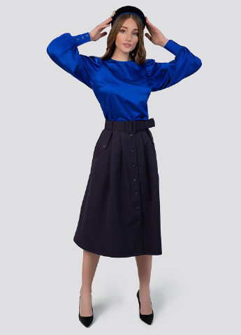 Темно-синяя кэжуал однотонная юбка Azuri а-силуэта (трапеция)
