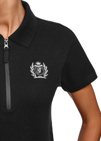 Черная женская футболка-поло Oodji с логотипом