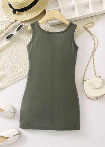 Серо-зелёное платье SHEIN (325400238)