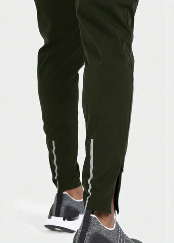 Темно-зеленые спортивные, кэжуал демисезонные зауженные брюки SHEIN