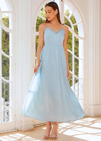 Світло-блакитна кежуал сукня з відкритими плечима SHEIN однотонна
