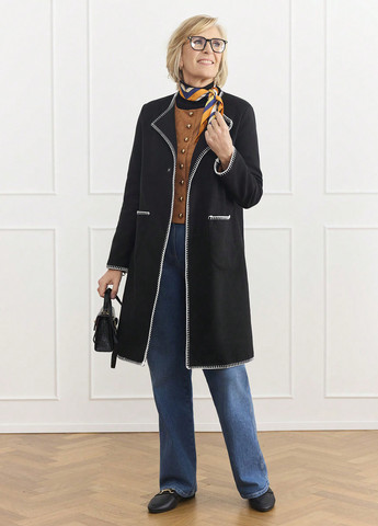 Чорне демісезонне Пальто однобортне SHEIN