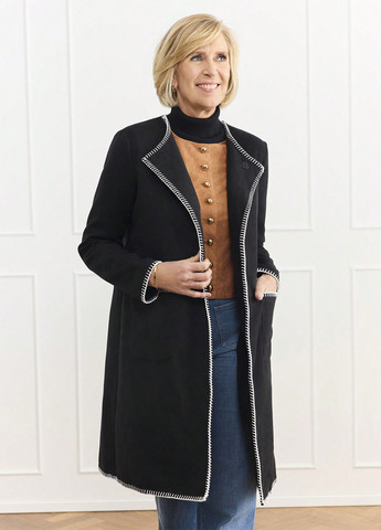 Чорне демісезонне Пальто однобортне SHEIN