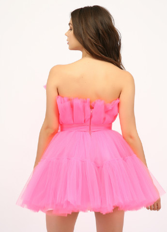 Кислотно-розовое вечернее платье с пышной юбкой Love Story однотонное