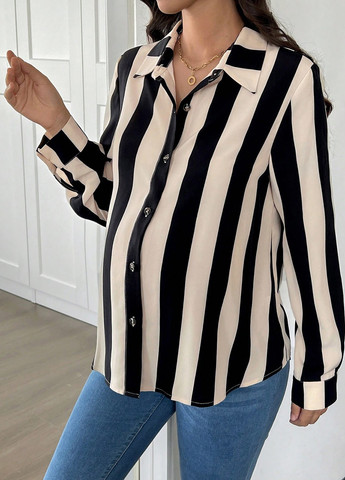 Комбинированная блуза для беременных SHEIN