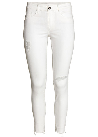 Белые летние зауженные джинсы H&M