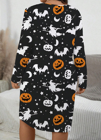 Чорна кежуал сукня сукня-футболка SHEIN з малюнком