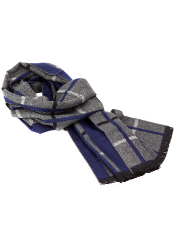 Мужской шарф в клетку серый с синим LuxWear MS1005 клетка серый кэжуал полиэстер