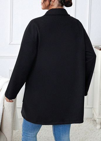 Чорне демісезонне Пальто двобортне SHEIN