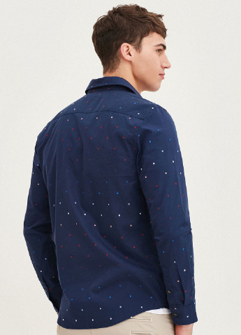 Темно-синяя кэжуал рубашка с геометрическим узором Jack & Jones