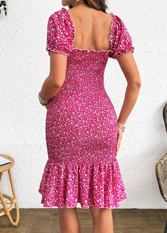 Розовое кэжуал платье для беременных годе, с открытой спиной SHEIN с цветочным принтом