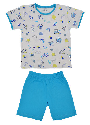 Бірюзова всесезон піжама річна для хлопчика кофта + брюки Фламинго Текстиль