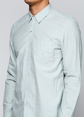 Мятная кэжуал рубашка однотонная Яavin с длинным рукавом