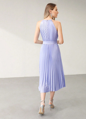 Бузкова коктейльна сукня кльош, плісована SHEIN однотонна