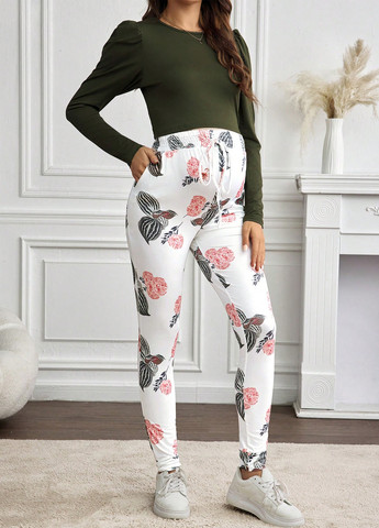 Оливковый (хаки) демисезонный комплект для беременных (топ, леггинсы) SHEIN