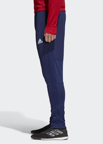 Синие спортивные демисезонные зауженные брюки adidas