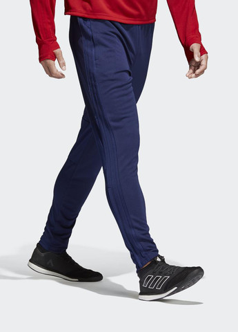 Синие спортивные демисезонные зауженные брюки adidas