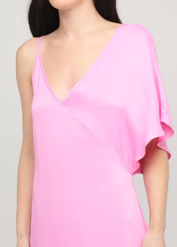 Розовое вечернее платье на одно плечо NA-KD однотонное