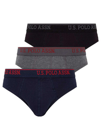 Труси (3 шт.) U.S. Polo Assn. плавки логотипи комбіновані повсякденні поліестер, бавовна