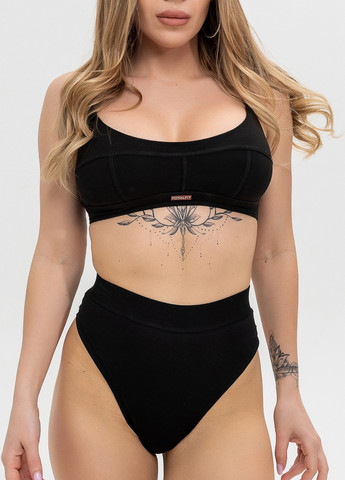 Черный демисезонный хлопковый комплект белья бралет и стринги TOTALFIT