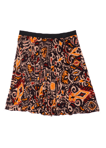 Оранжевая кэжуал с абстрактным узором юбка C&A клешированная, плиссе
