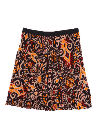 Оранжевая кэжуал с абстрактным узором юбка C&A клешированная, плиссе