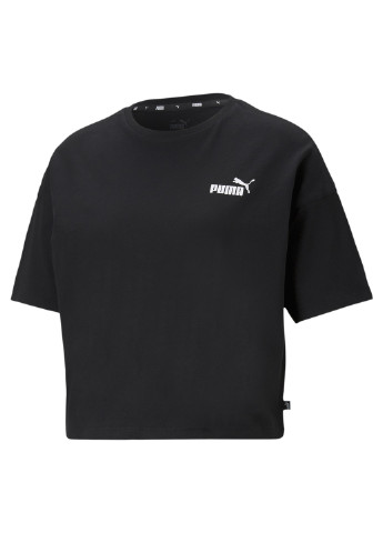 Чорна всесезон футболка essentials cropped small logo women's tee Puma