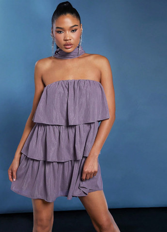 Фиолетовое вечернее платье а-силуэт SHEIN однотонное