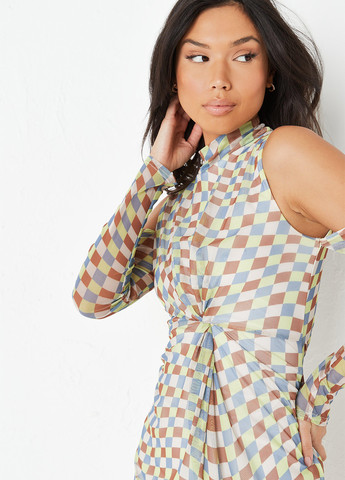Комбінована кежуал сукня з відкритими плечима Missguided в клітинку