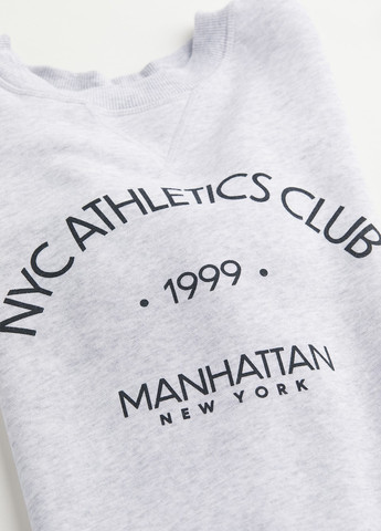 Светло-серый свитшот H&M надпись без декора (314704532)