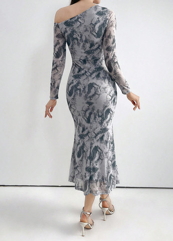 Сіра кежуал, вечірня сукня силуетна SHEIN тай-дай