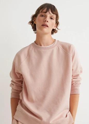 Світло-рожевий світшот фліс,світло-рожевий, H&M Basic (255192650)