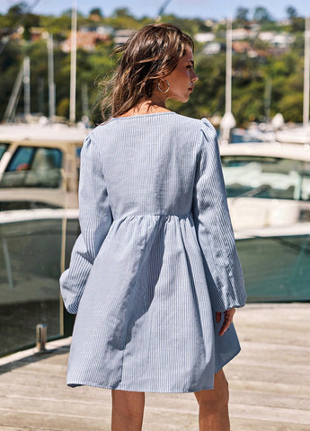 Блакитна кежуал сукня кльош SHEIN в смужку