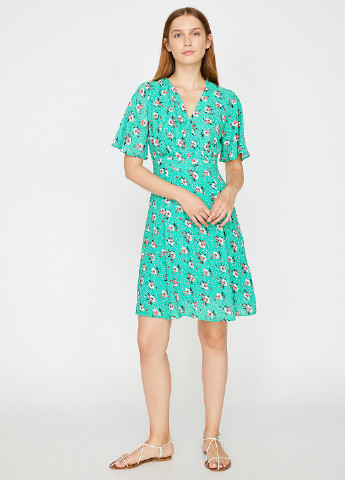Зеленое кэжуал платье KOTON с цветочным принтом