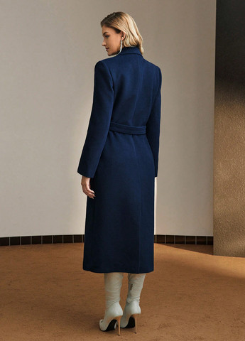 Синее демисезонное Пальто двубортное SHEIN