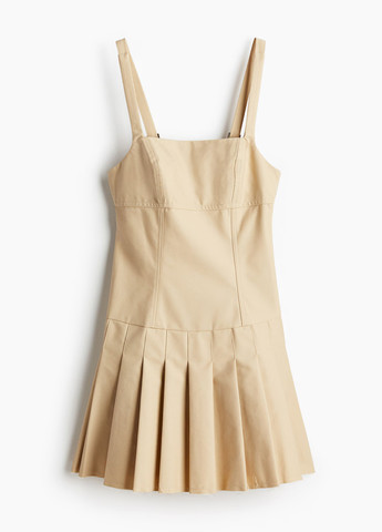 Бежевое кэжуал платье H&M однотонное