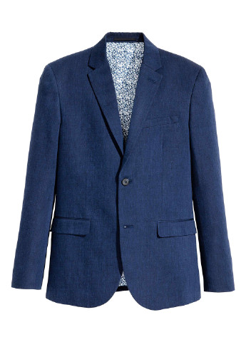 Піджак H&M з довгим рукавом меланж темно-синій кежуал