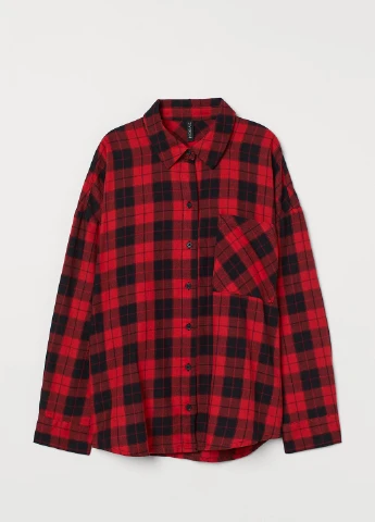 Красная кэжуал рубашка в клетку H&M