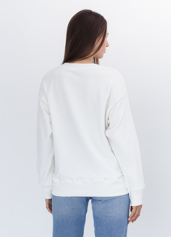 Білий світшот Nora Kvittin однотонний вишивка, намистини, аплікація (301079900)