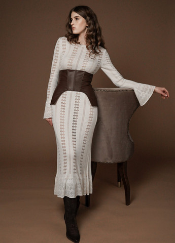 Молочное кэжуал платье платье-свитер Gepur однотонное